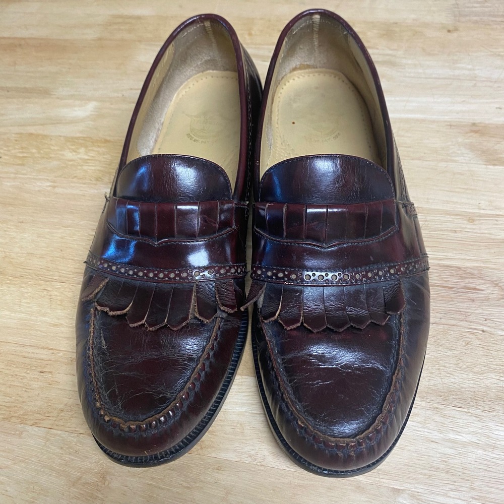 Florsheim Men's 9.5 Dress Shoes Burgundy Oxblood Leather Loafers Tassell